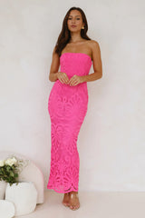 Counting Days Strapless Maxi Dress Hot Pink