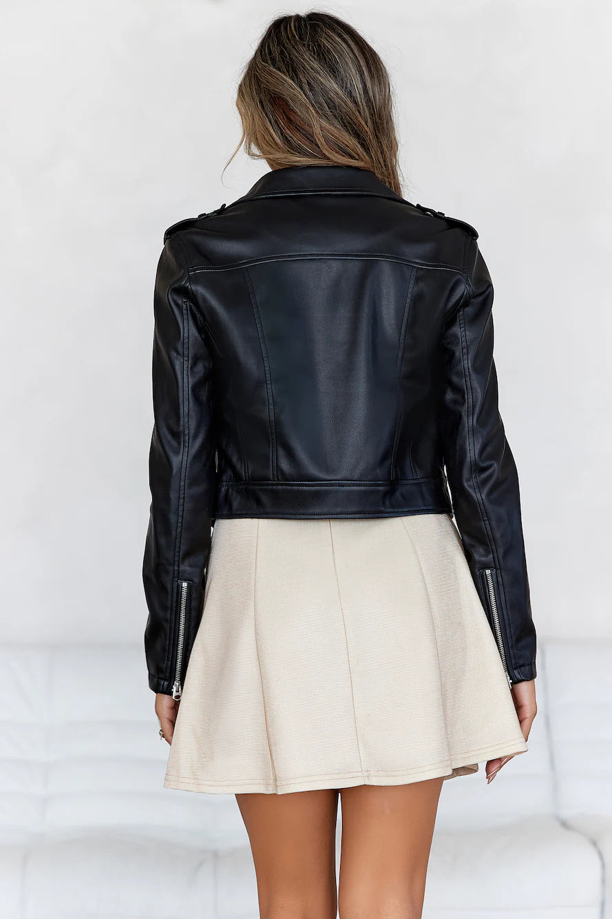 Valley Escape Faux Leather Jacket Black
