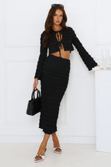 Whimsical Whirls Long Sleeve Top Black