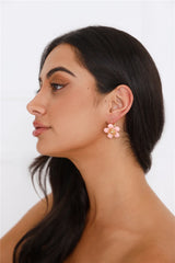 18k Gold Plated Beachy Girl Earrings Gold Pink