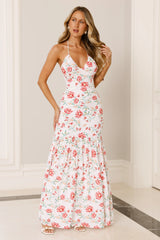 Florals In The Air Halter Maxi Dress White