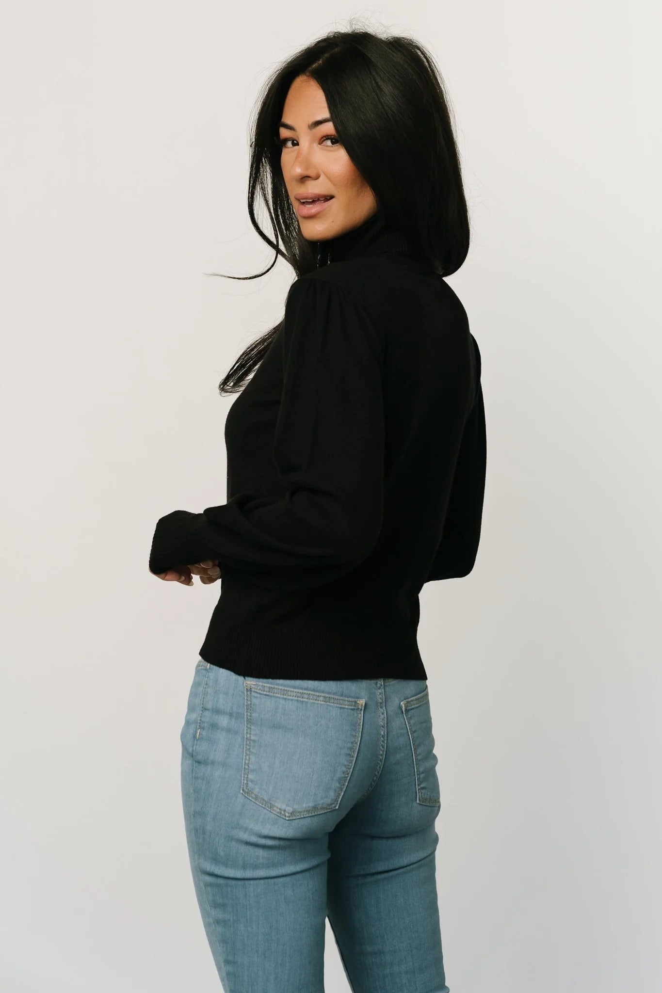 Danica Turtleneck Knit Top | Black
