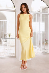 Country Summer Linen Blend Maxi Dress Yellow