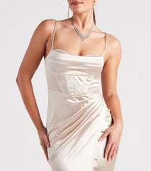 Stacie Satin Corset Wrap Formal Dress
