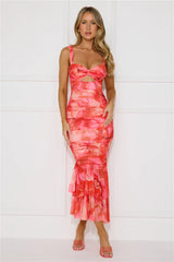 Fantasy Forest Mesh Maxi Dress Print