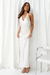 Endless City Halter Satin Maxi Dress Champagne