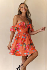 Velvet Rosé Off Shoulder Mini Dress Floral