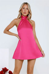 Touch Of Temptation Halter Mini Dress Pink