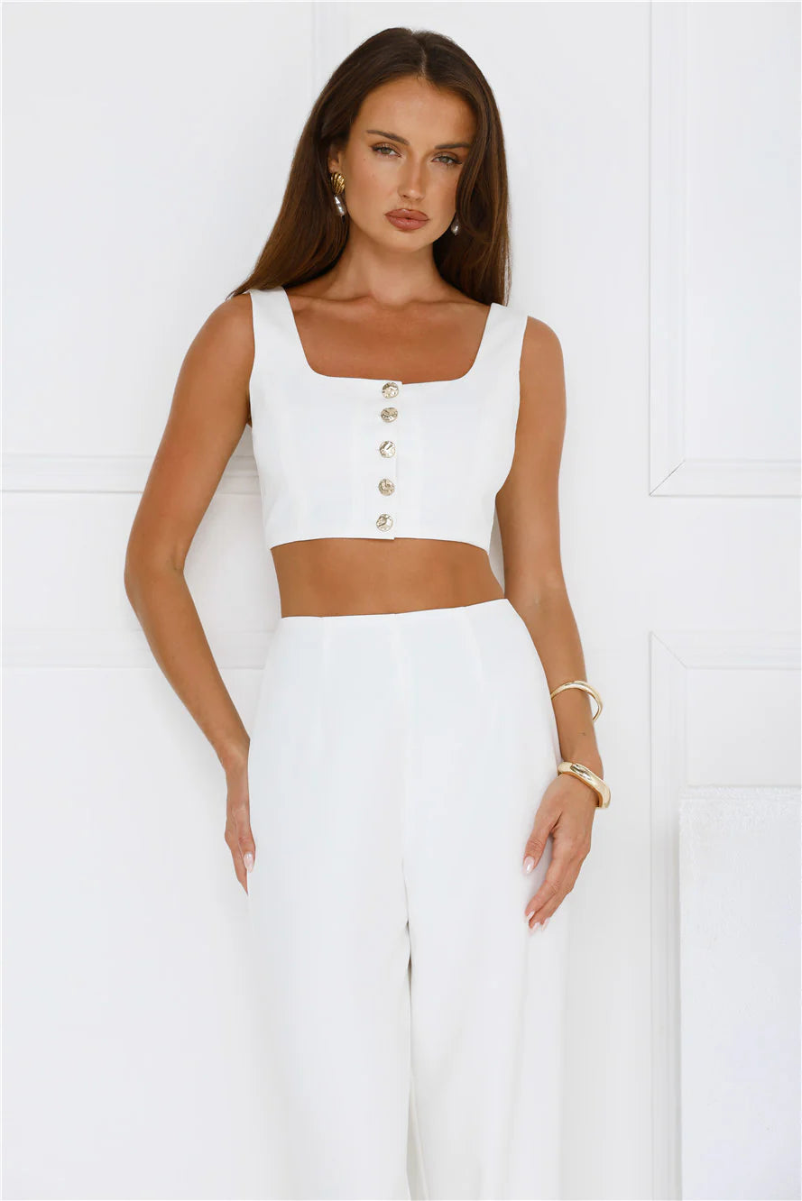 Basking In Style Crop Top Cream