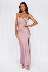 The Sophia Satin Maxi Dress Dusty Pink