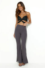 Festival Hours Halter Crop Top Black