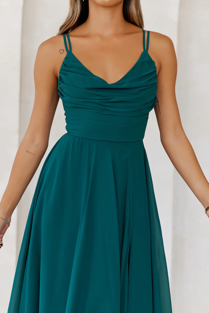 Frosted Bloom Maxi Dress Green