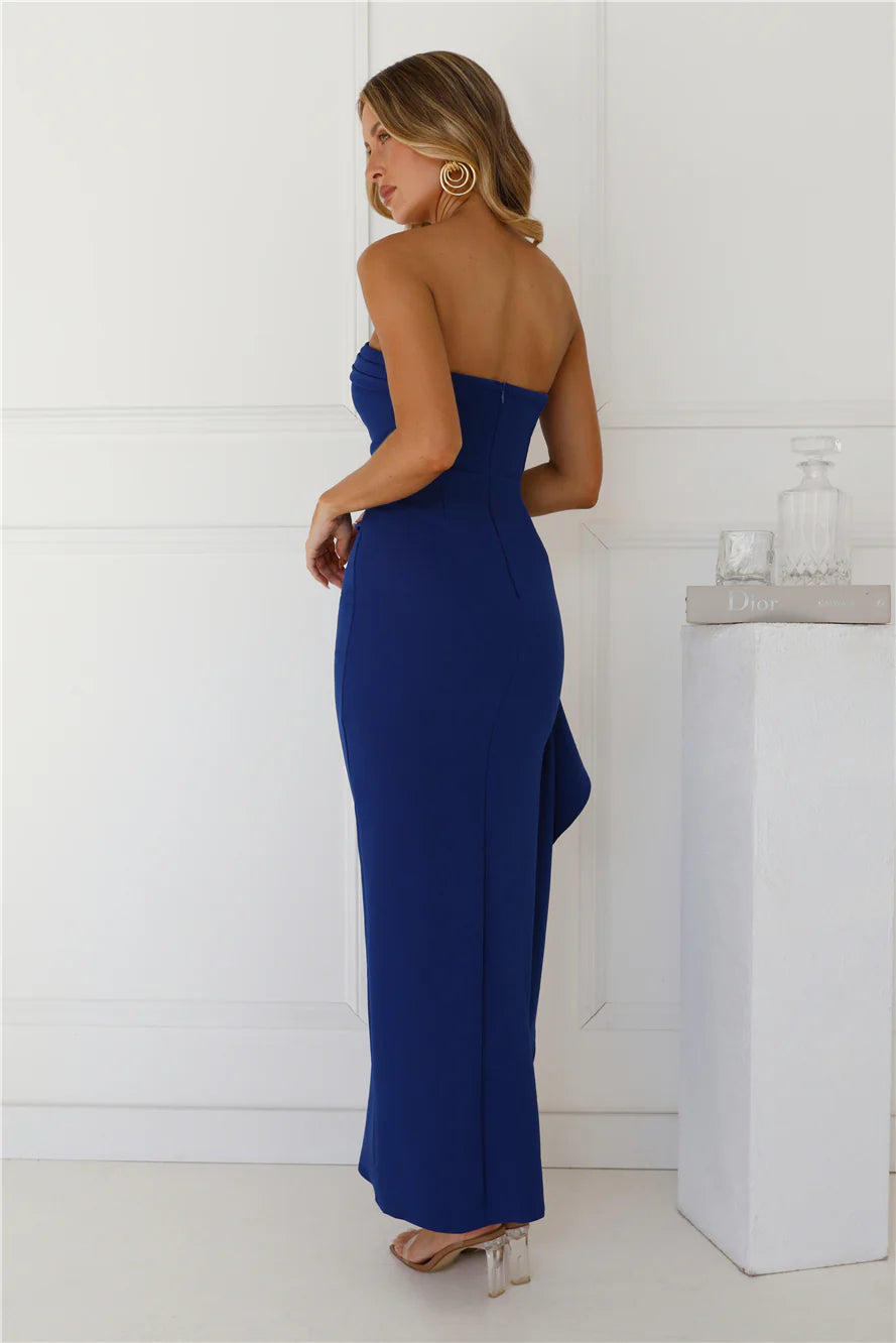 Yes Always Strapless Maxi Dress Blue
