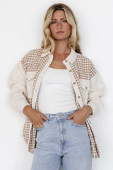 Montreal Houndstooth Shacket | Taupe + Ivory
