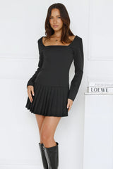 Business Class Long Sleeve Mini Dress Black