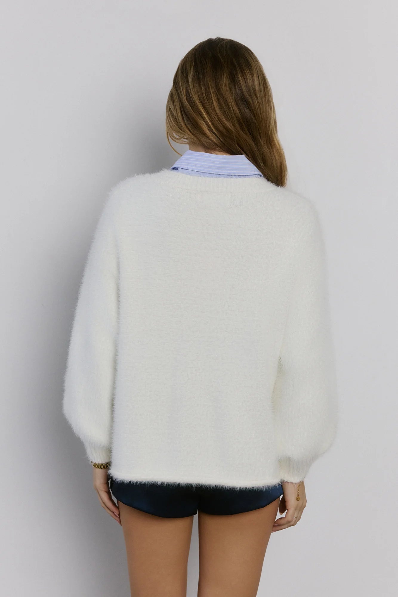 Crisp Snowfall Longline Fluffy Cardigan White