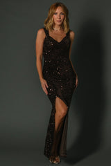 Marilyn Sequin Maxi Gown | Dark Brown