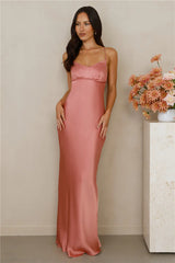 The Samara Satin Maxi Dress Rose
