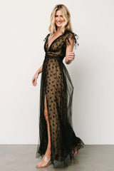 Caterina Tulle Maxi Dress | Black + Nude