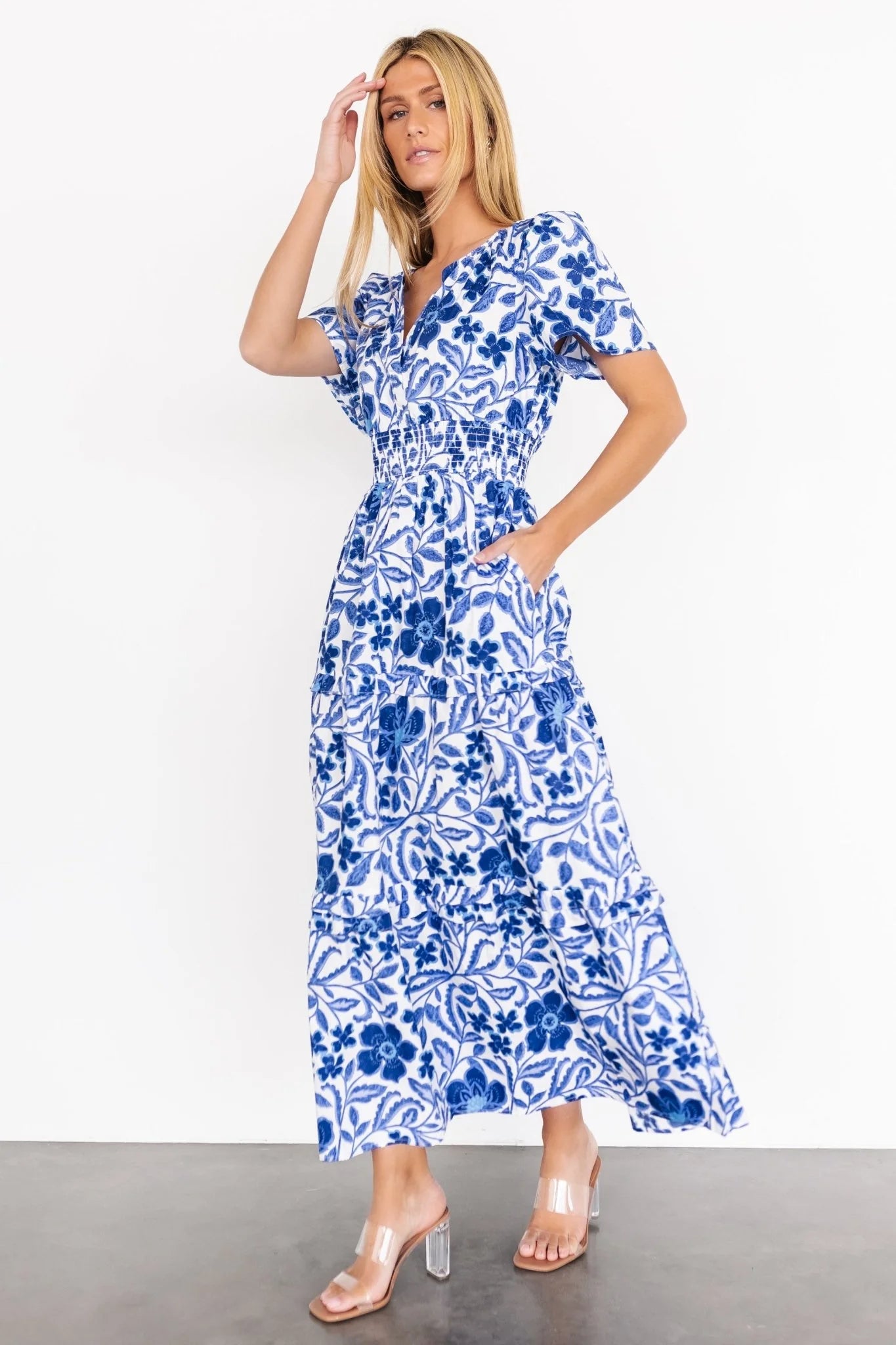 Kiana Poplin Maxi Dress | Blue Multi