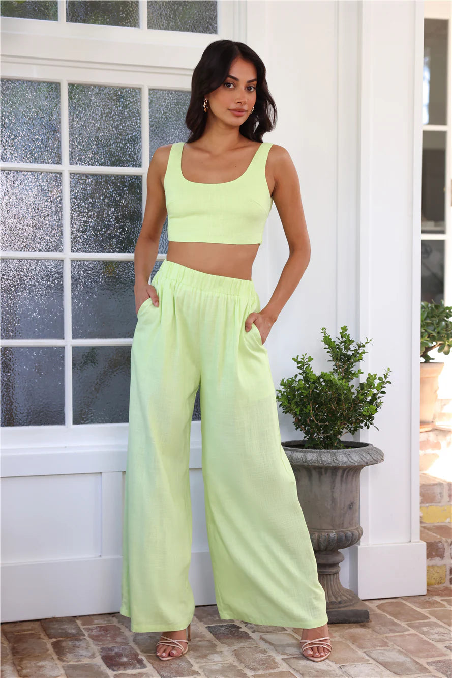 From The Sea Linen Crop Top Yellow