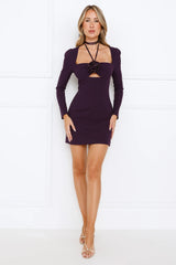 Allure Of The Night Long Sleeve Mini Dress Plum