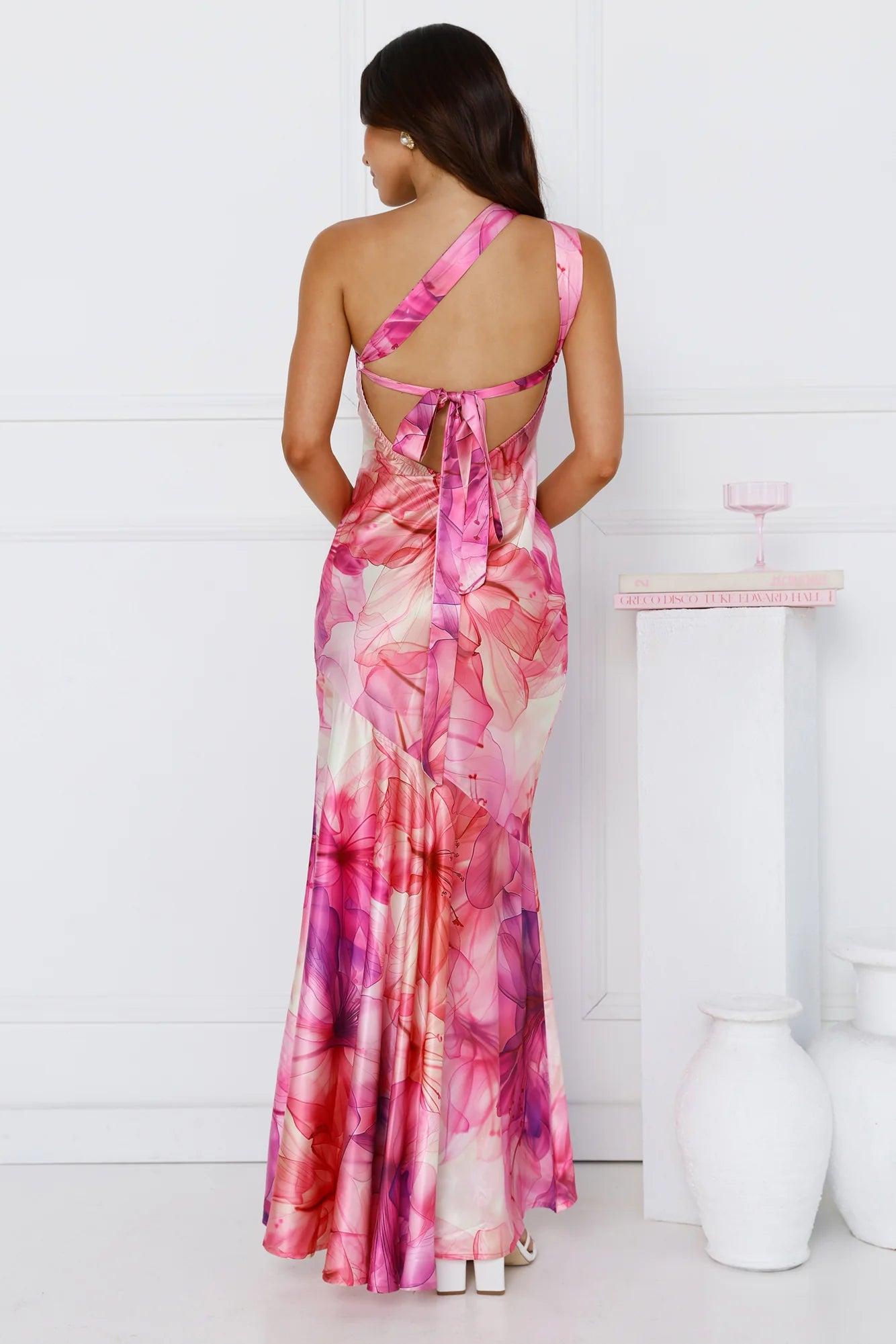Call Me Pretty One Shoulder Satin Maxi Dress Purple