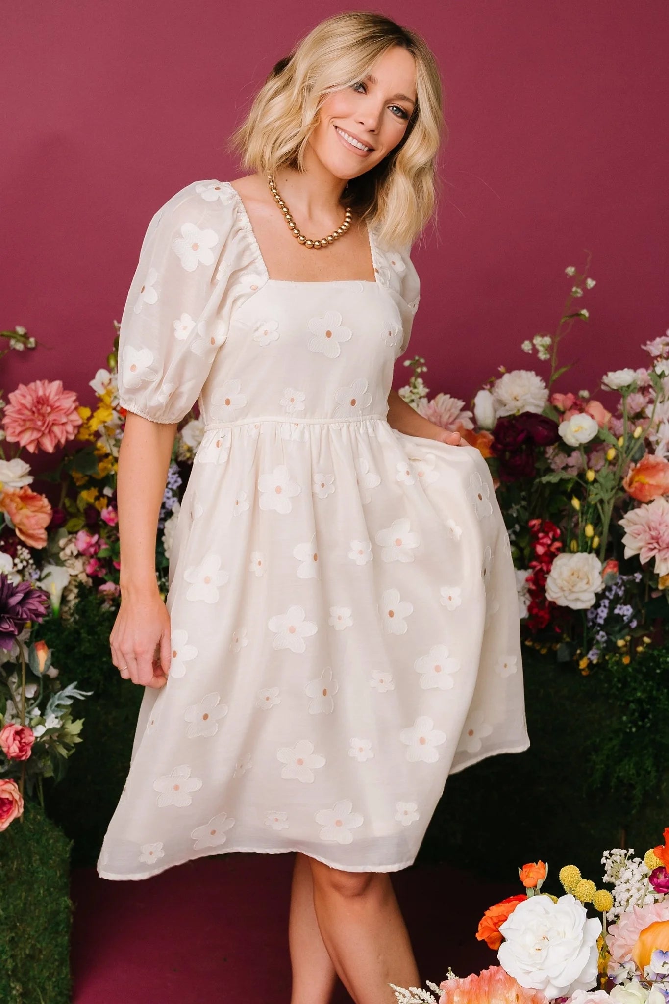 Daisy Short Dress | Vintage Cream Floral