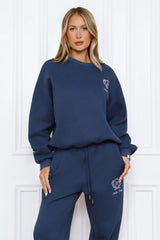 BASE Round Neck Emblem Sweatshirt Navy