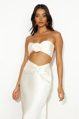 VIPs Accepted Satin Crop Top Champagne