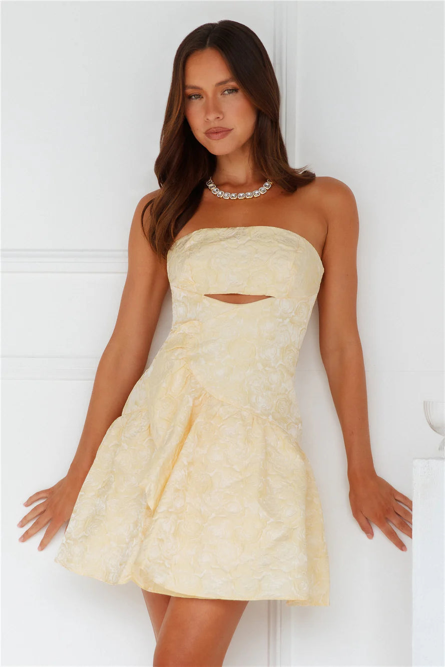 Warm Love Strapless Mini Dress Yellow