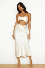 VIPs Accepted Satin Crop Top Champagne