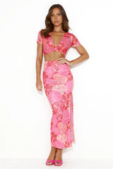 Feeling Spicy Mesh Crop Top Pink