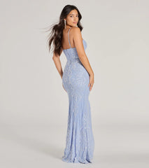 Jillian Sequin Slit Long Formal Dress