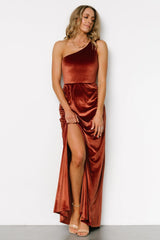 Tatiana Velvet One Shoulder Maxi Dress | Cinnamon