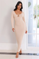 Frozen Fantasies Long Sleeve Knit Maxi Dress Sand