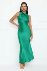 Eden Satin Maxi Dress Green
