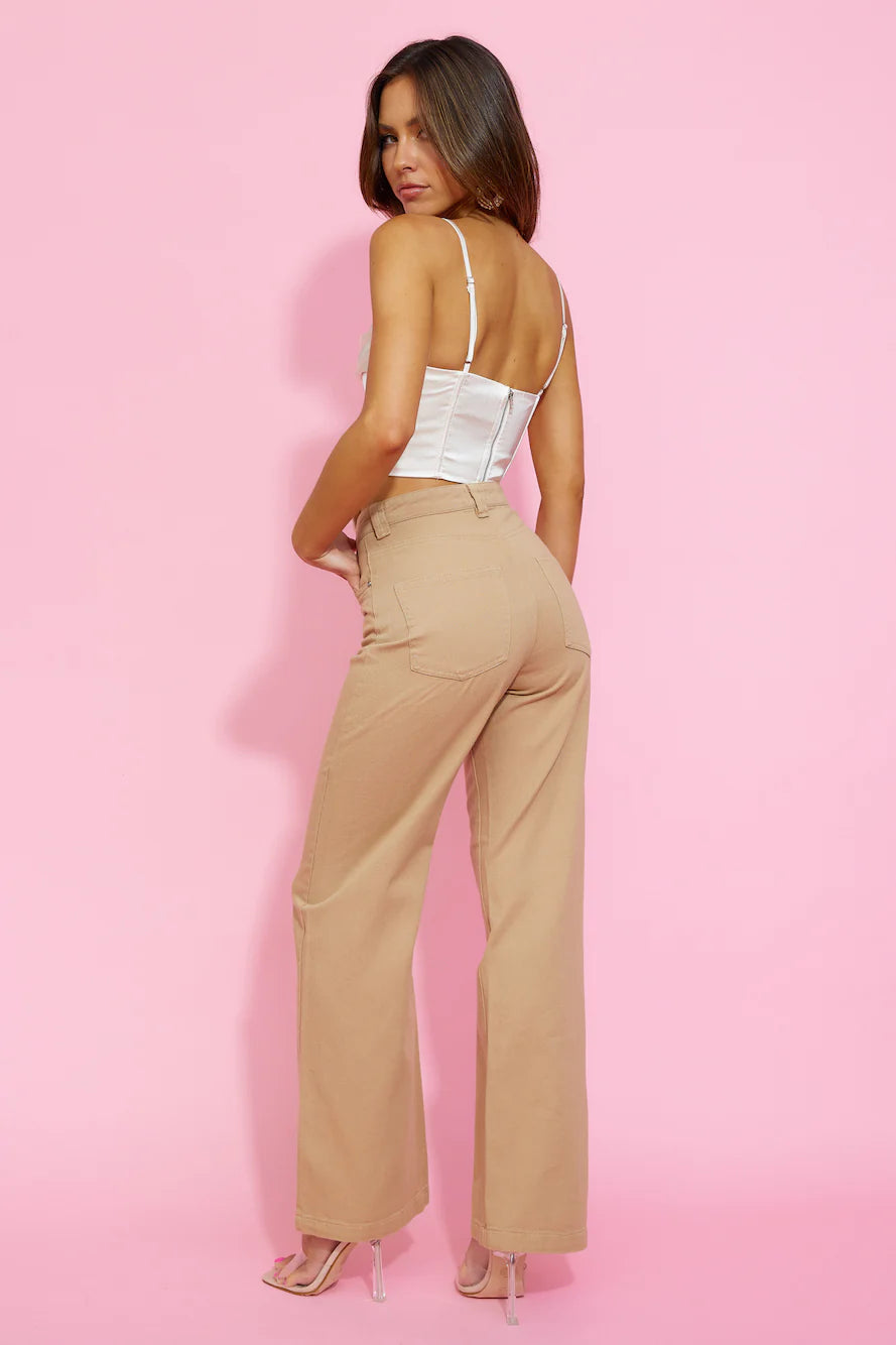 Cowgirl Dance Crop Jeans Beige
