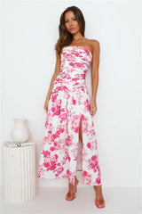 Wild Blooms Strapless Maxi Dress Pink