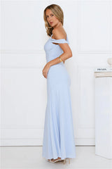 Bloom Baby Off Shoulder Maxi Dress Blue