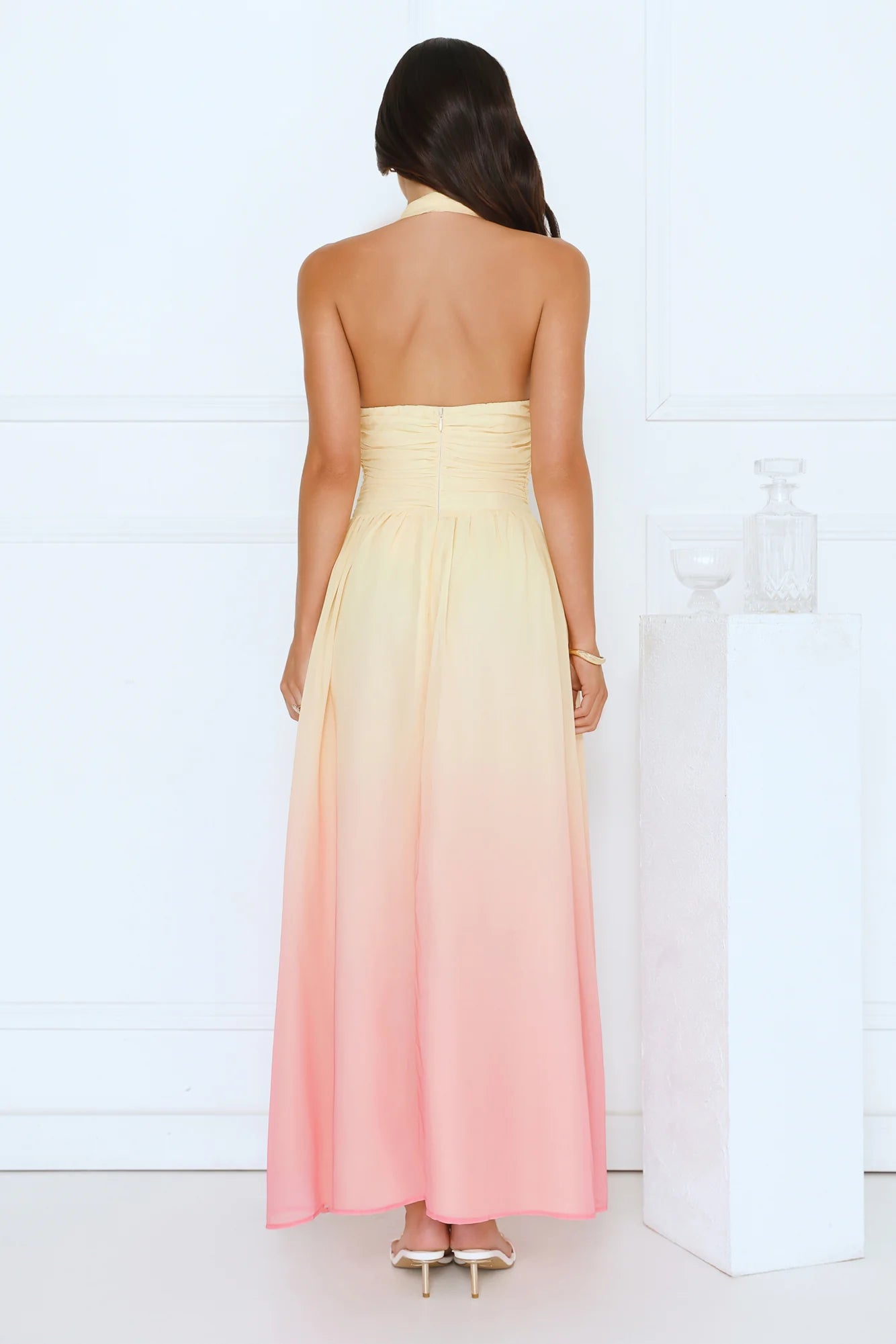 Angel Bloom Halter Maxi Dress Yellow