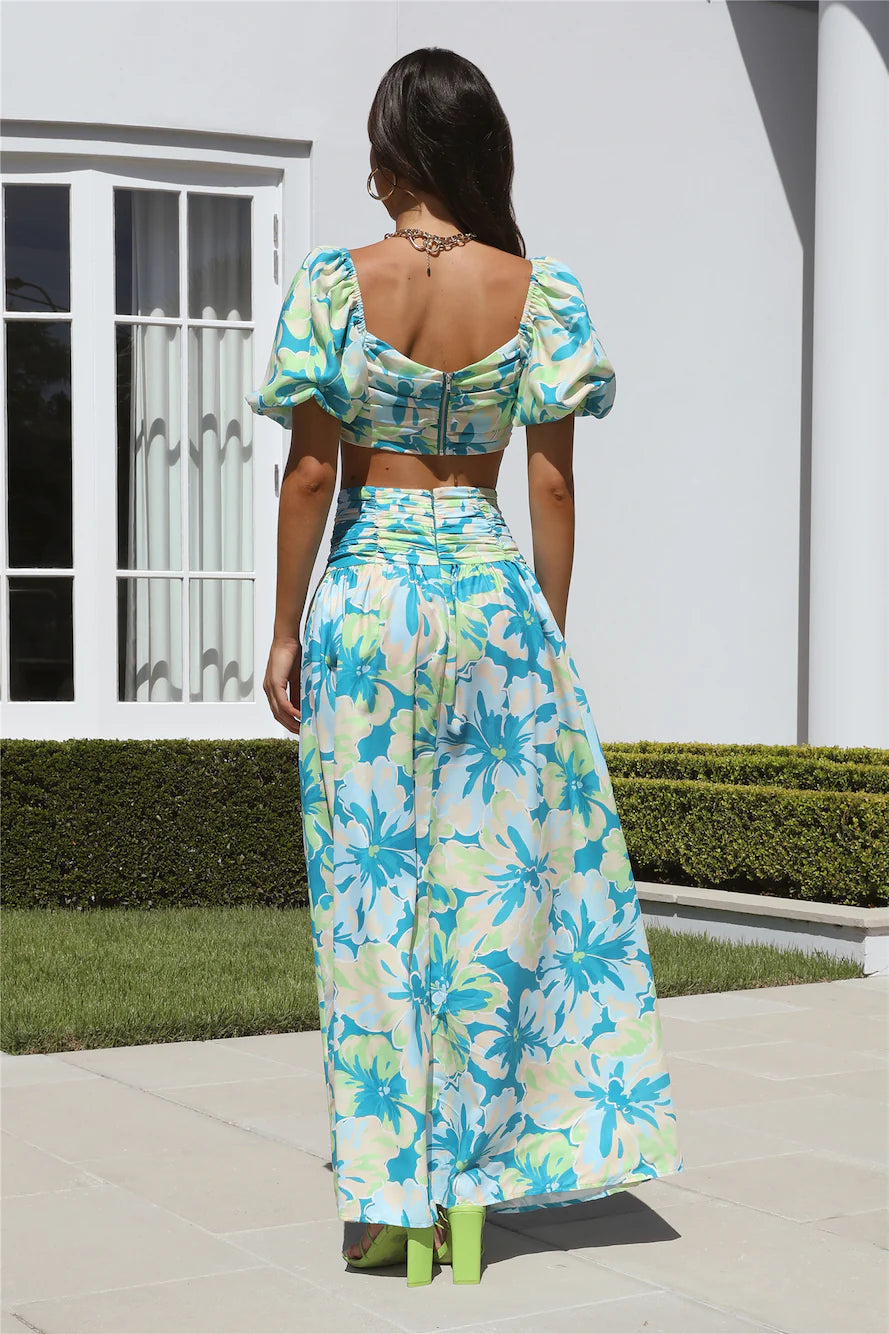 Florentine Skirt Teal Floral