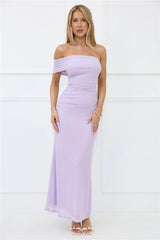Wild Whimsy One Shoulder Mesh Maxi Dress Lilac