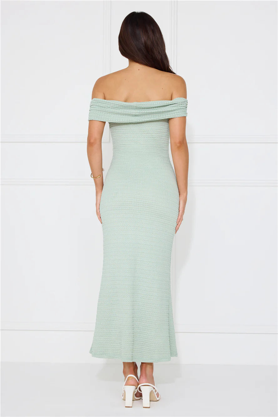 Fashion Fantasy Off Shoulder Maxi Dress Sage