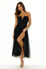 Under Stars Tulle Maxi Dress Black