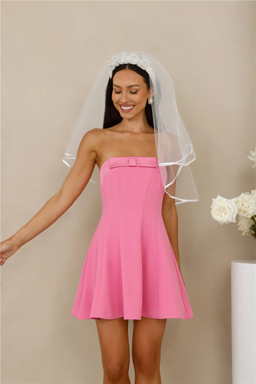 Afternoon Opulence Strapless Mini Dress Pink