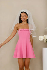 Afternoon Opulence Strapless Mini Dress Pink