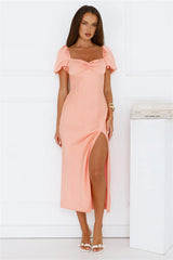 Floral Vines Midi Dress Peach
