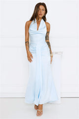Afterglow Hours Halter Maxi Dress Blue
