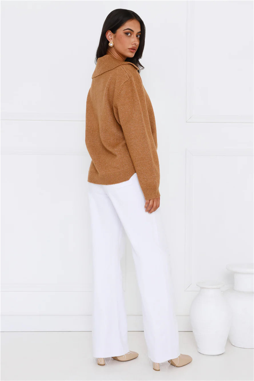 Winter Kiss Knitted Jumper Brown